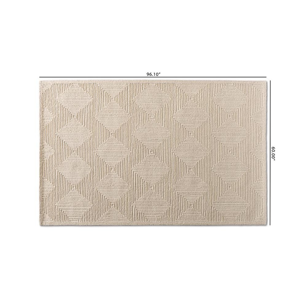 Baxton Studio Sovanna Modern and Contemporary Ivory Hand-Tufted Wool Area Rug. Picture 4
