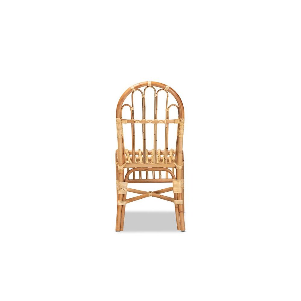 bali & pari Athena Modern and Contemporary Natural Finished Rattan Dining Chair. Picture 4