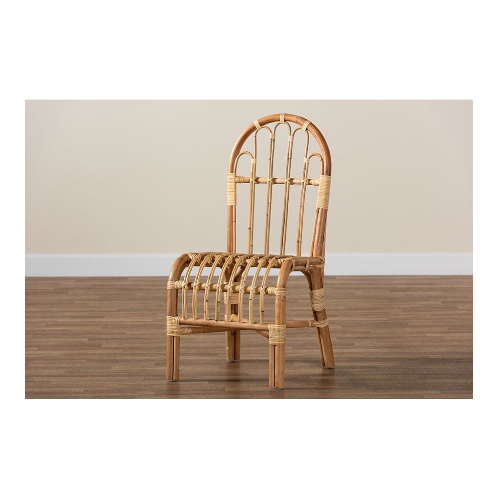 bali & pari Athena Modern and Contemporary Natural Finished Rattan Dining Chair. Picture 7