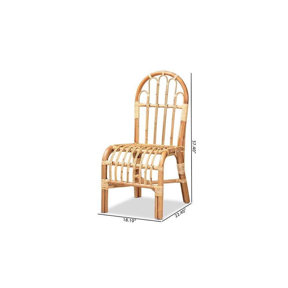 bali & pari Athena Modern and Contemporary Natural Finished Rattan Dining Chair. Picture 8