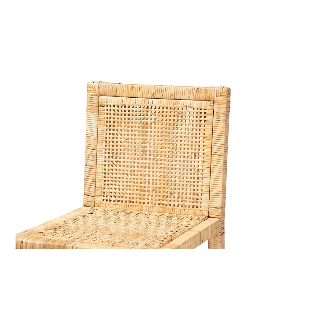 Sofia Modern and Contemporary Natural Finished Wood and Rattan Counter Stool. Picture 5