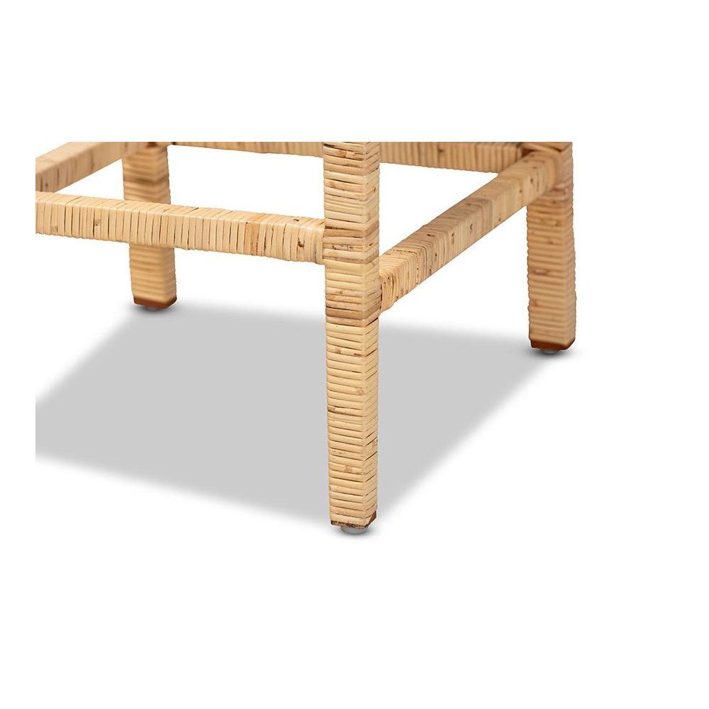 Sofia Modern and Contemporary Natural Finished Wood and Rattan Counter Stool. Picture 6