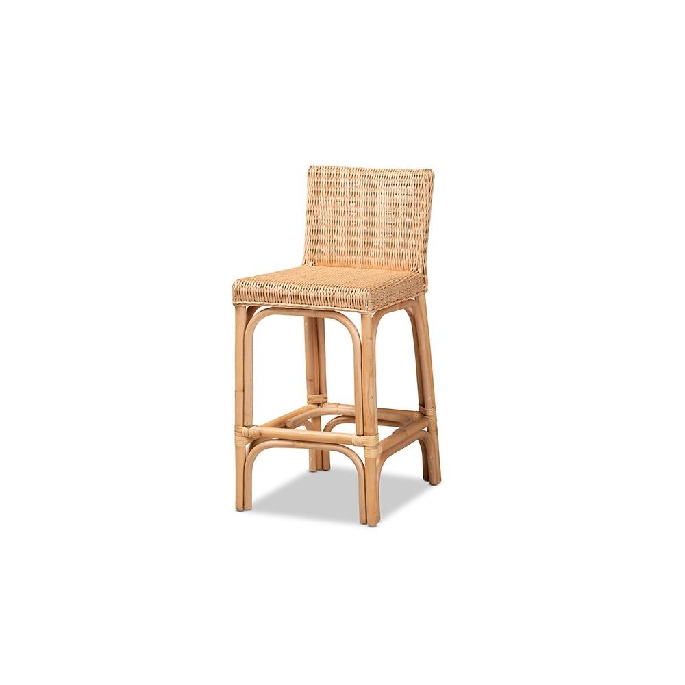 bali & pari Athena Modern and Contemporary Natural Finished Rattan Counter Stool. Picture 1