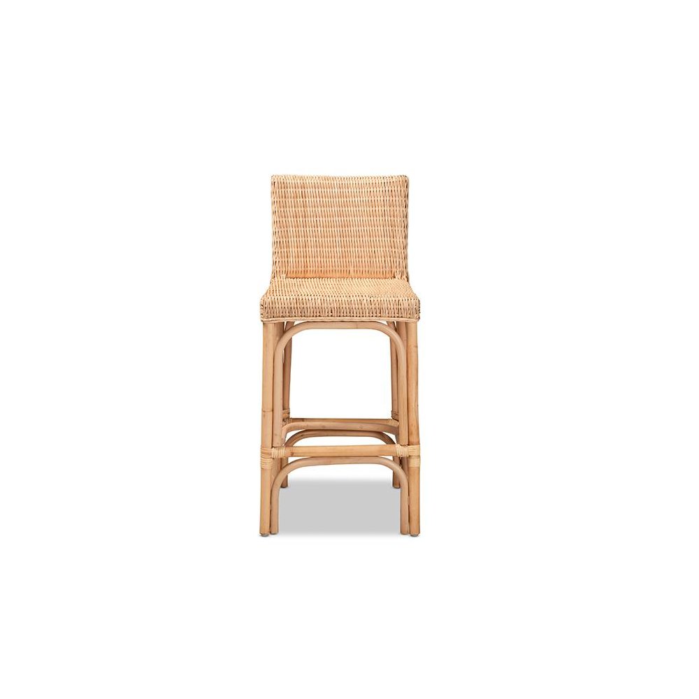 bali & pari Athena Modern and Contemporary Natural Finished Rattan Counter Stool. Picture 2
