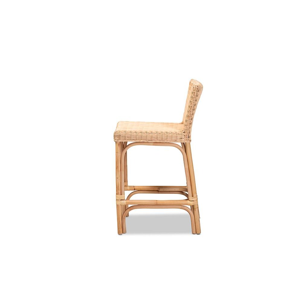 bali & pari Athena Modern and Contemporary Natural Finished Rattan Counter Stool. Picture 3