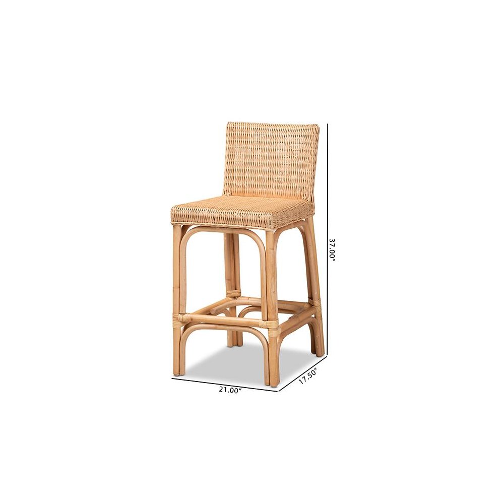 bali & pari Athena Modern and Contemporary Natural Finished Rattan Counter Stool. Picture 9