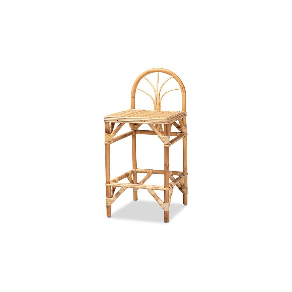 Natural Finished Rattan Counter Stool. Picture 1