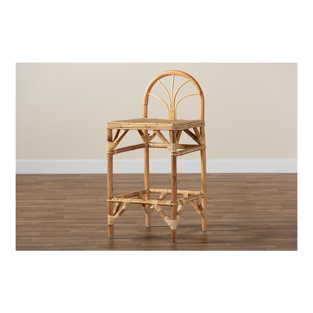 Natural Finished Rattan Counter Stool. Picture 7