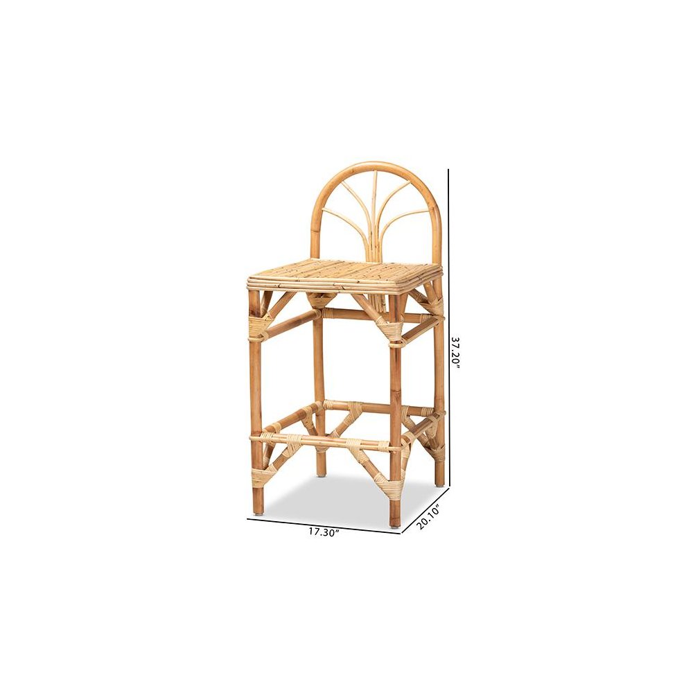 Natural Finished Rattan Counter Stool. Picture 8