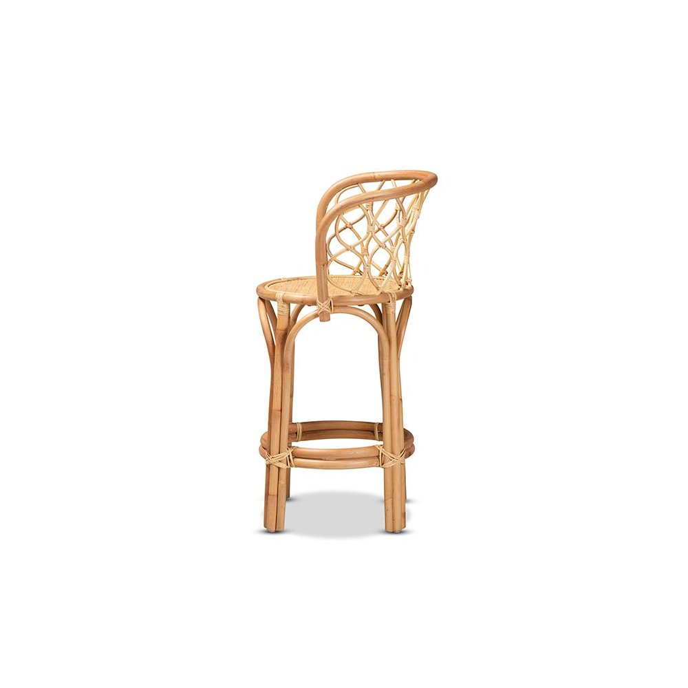 bali & pari Diana Modern and Contemporary Natural Finished Rattan Counter Stool. Picture 3