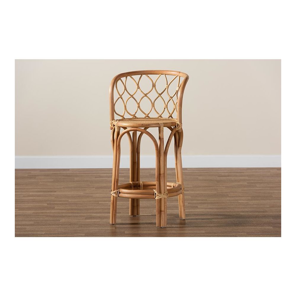 bali & pari Diana Modern and Contemporary Natural Finished Rattan Counter Stool. Picture 7