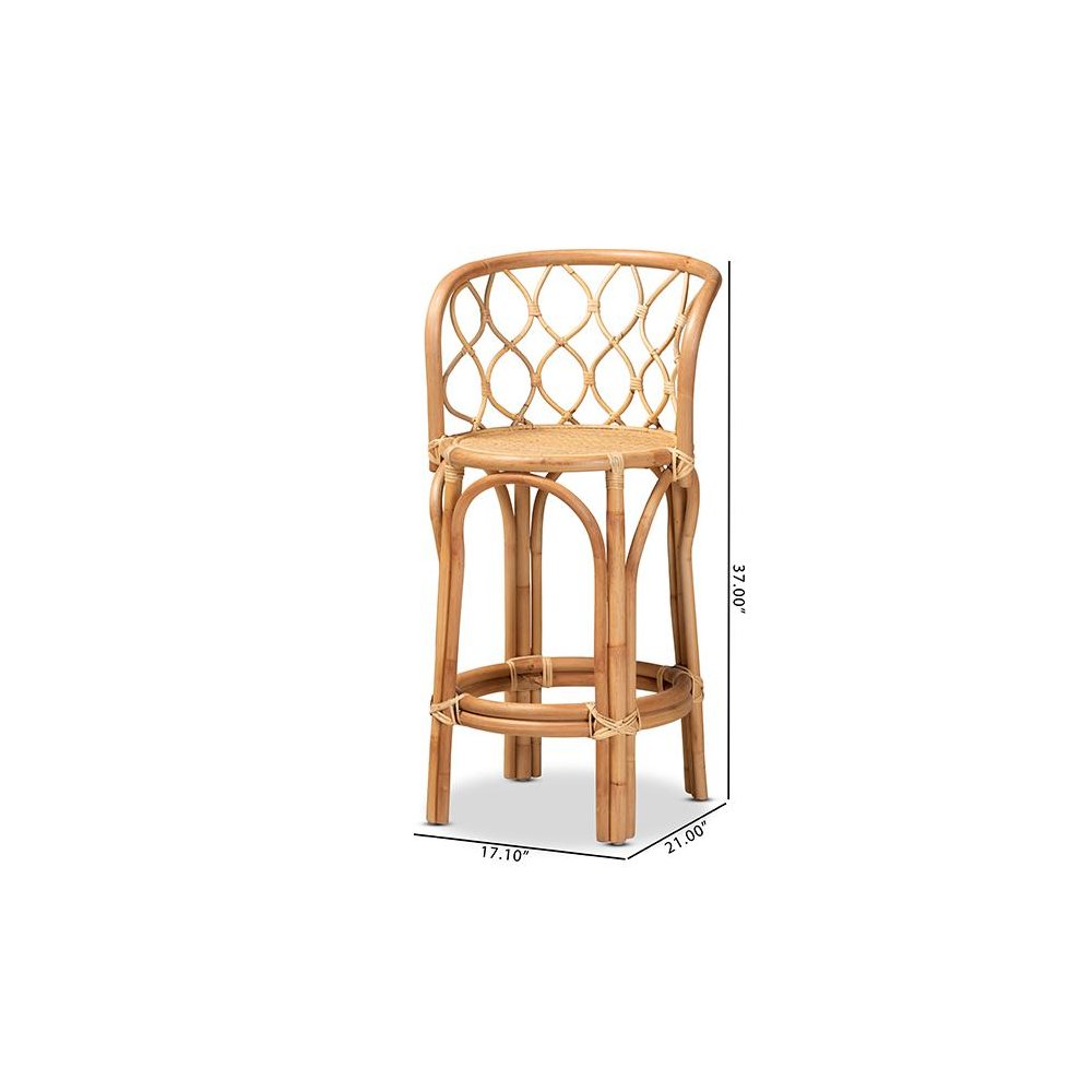 bali & pari Diana Modern and Contemporary Natural Finished Rattan Counter Stool. Picture 8
