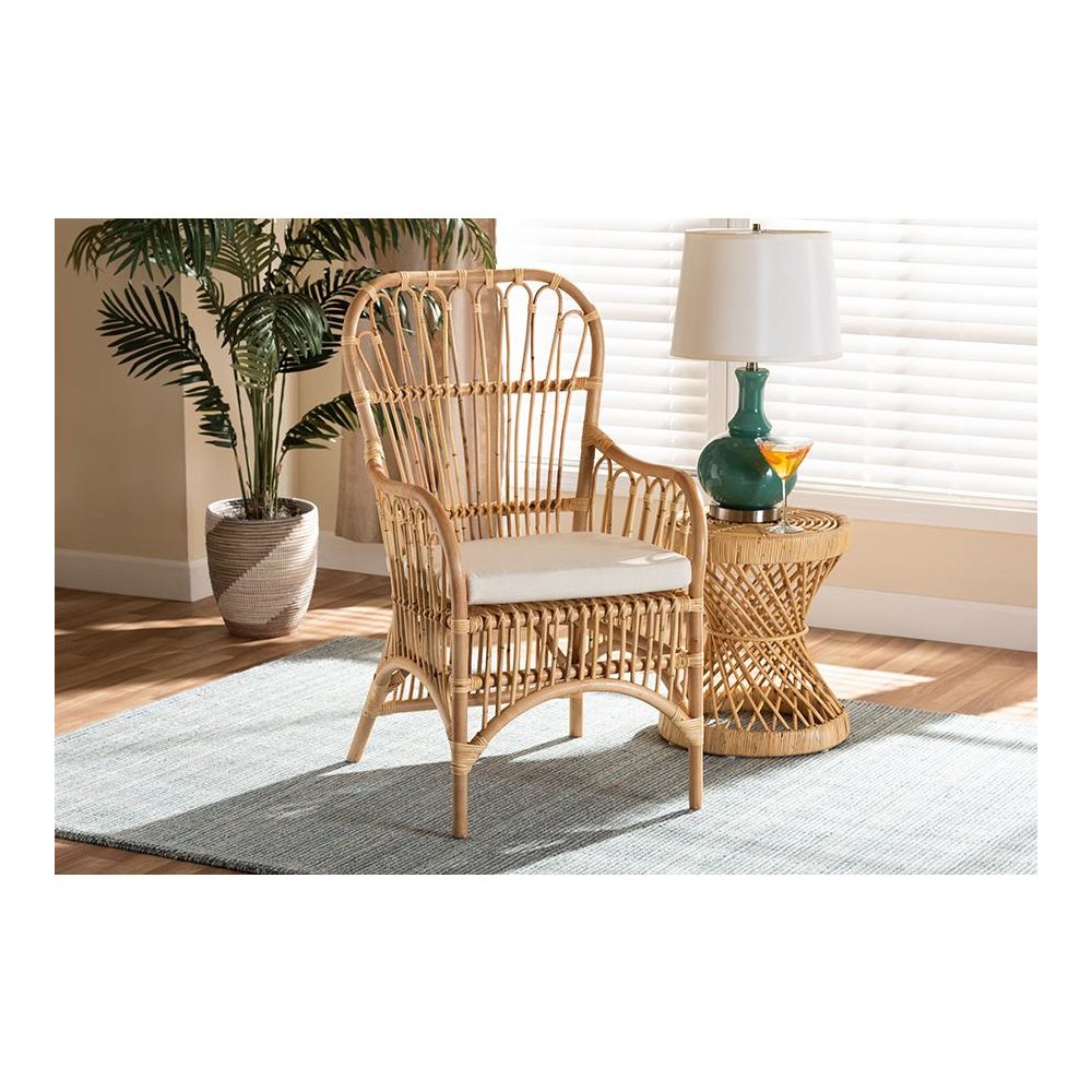 bali & pari Aya Modern and Contemporary Natural Finished Rattan Armchair. Picture 6