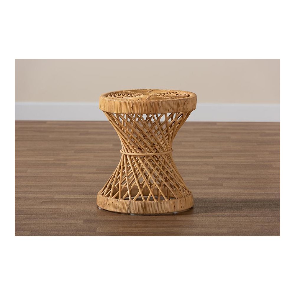 bali & pari Seville Modern and Contemporary Natural Finished Rattan End Table. Picture 5