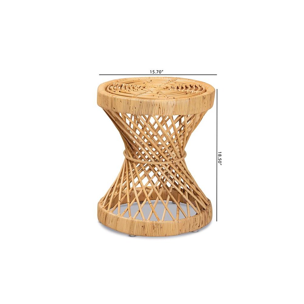 bali & pari Seville Modern and Contemporary Natural Finished Rattan End Table. Picture 6