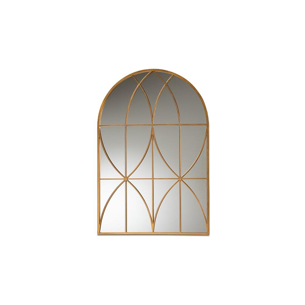 Celerina Modern and Contemporary Gold Finished Metal Accent Wall Mirror. Picture 1