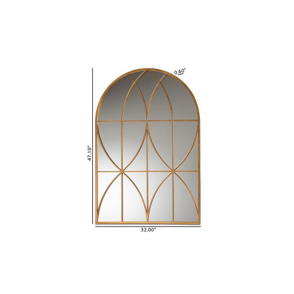 Celerina Modern and Contemporary Gold Finished Metal Accent Wall Mirror. Picture 4