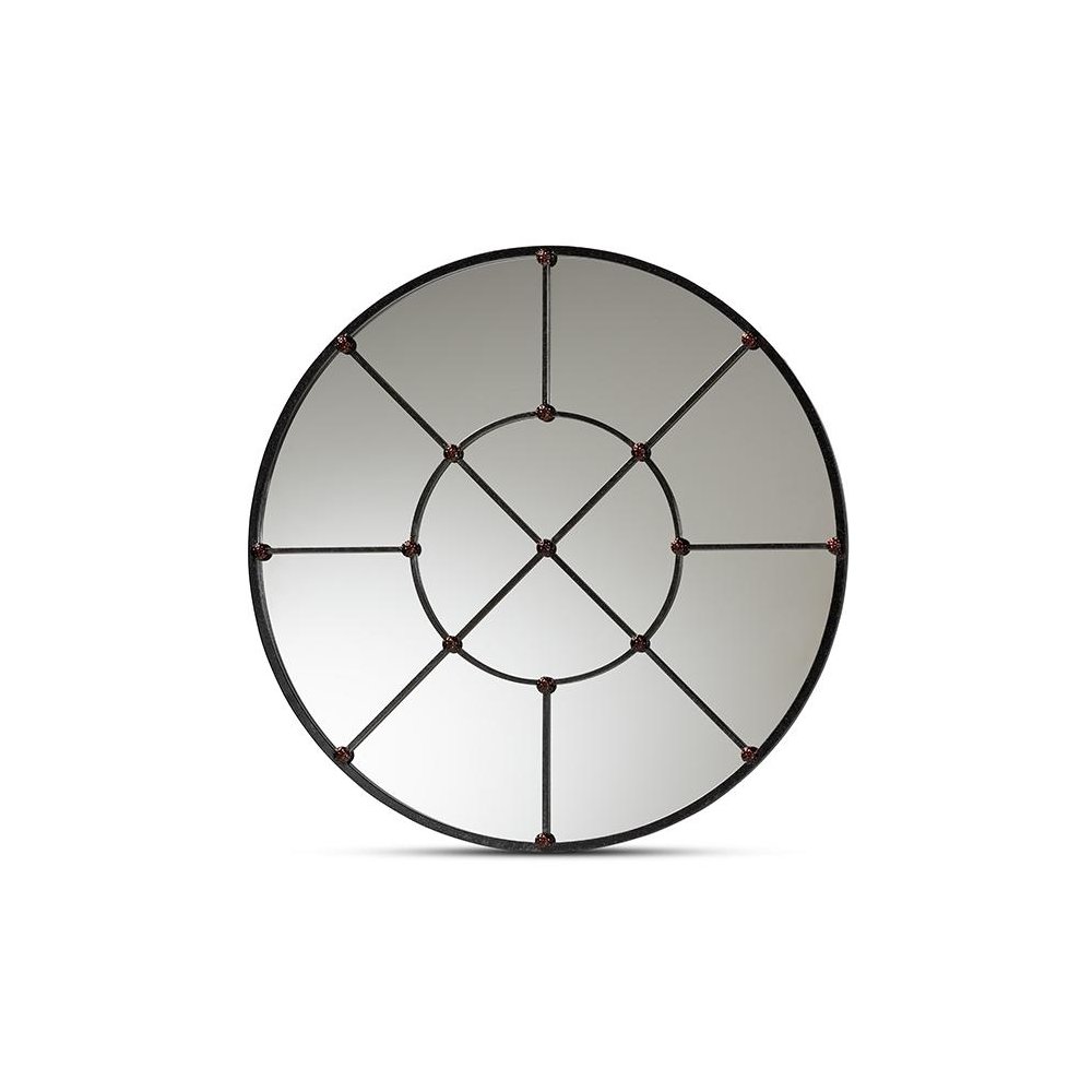 Ohara Modern and Contemporary Black Finished Metal Accent Wall Mirror. Picture 1