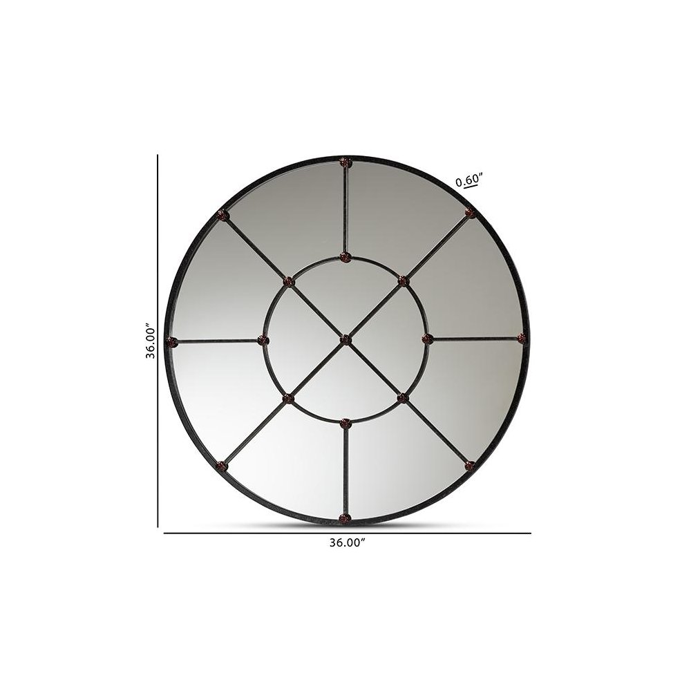 Ohara Modern and Contemporary Black Finished Metal Accent Wall Mirror. Picture 4