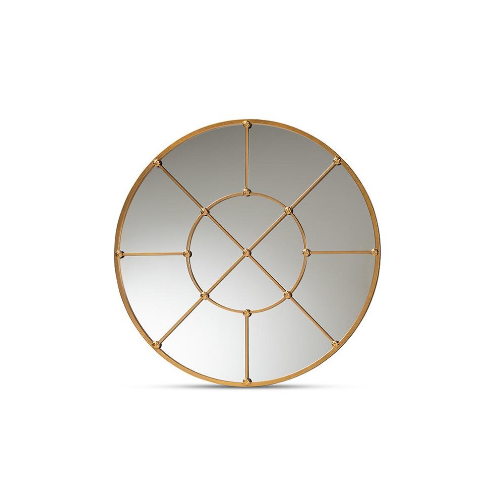 Ohara Modern and Contemporary Gold Finished Metal Accent Wall Mirror. Picture 1