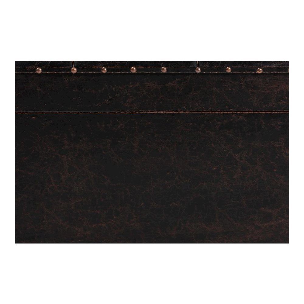 Leather Upholstered and Oak Brown Finished Wood Storage Ottoman. Picture 10