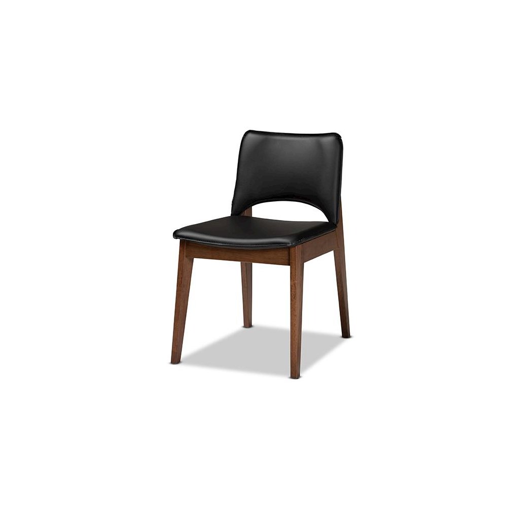 Leather Upholstered and Walnut Brown Finished Wood 7-Piece Dining Set. Picture 2