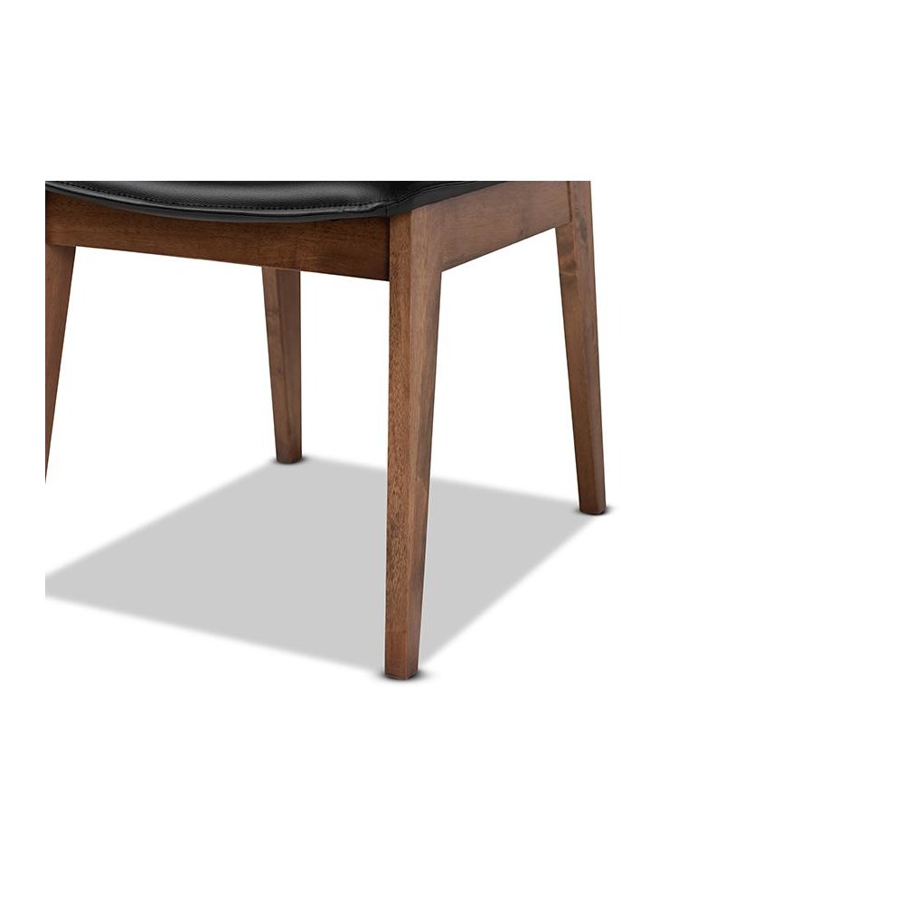 Leather Upholstered and Walnut Brown Finished Wood 7-Piece Dining Set. Picture 6