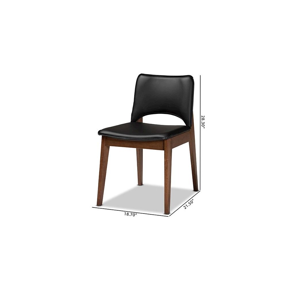 Leather Upholstered and Walnut Brown Finished Wood 2-Piece Dining Chair Set. Picture 8