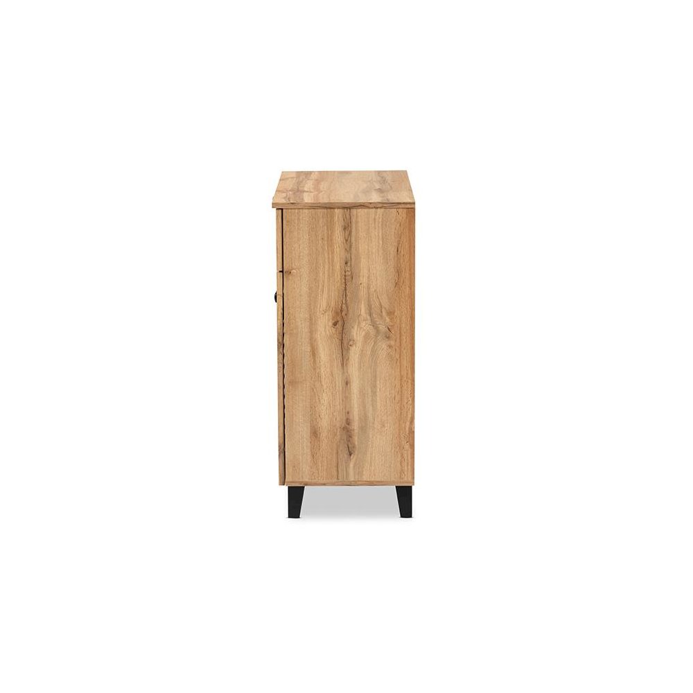 Oak Brown Finished Wood 1-Drawer Shoe Storage Cabinet. Picture 4
