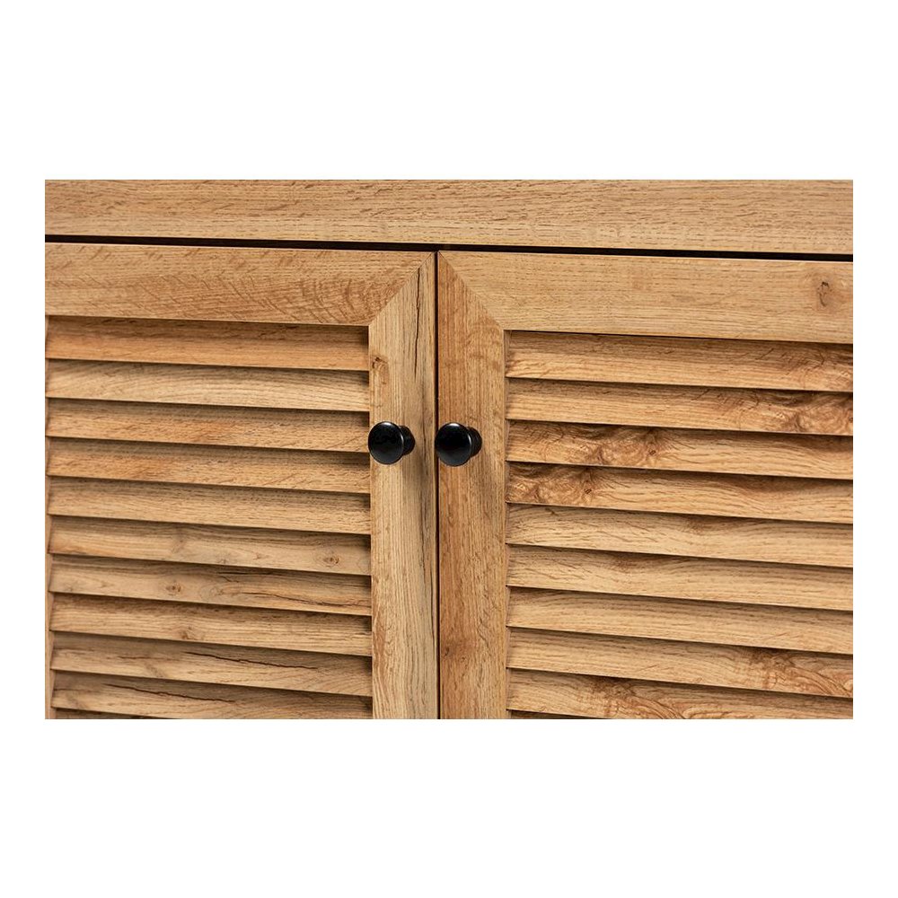 Oak Brown Finished Wood 1-Drawer Shoe Storage Cabinet. Picture 5