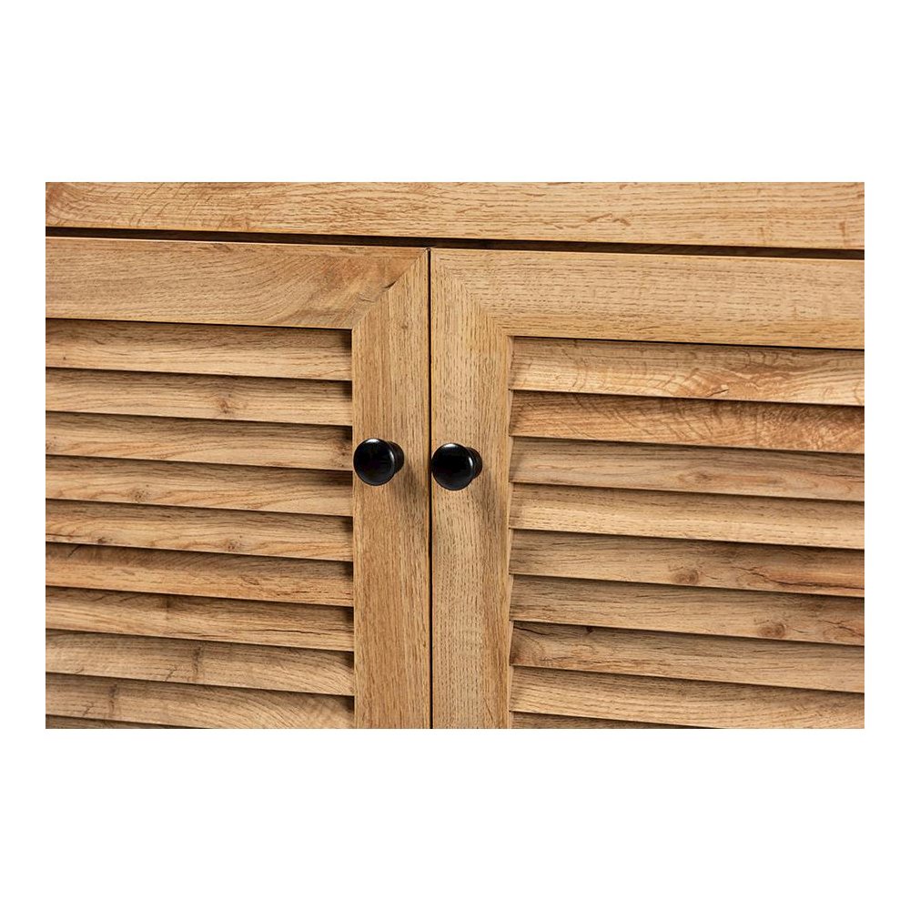 Oak Brown Finished Wood 5-Shelf Shoe Storage Cabinet. Picture 5