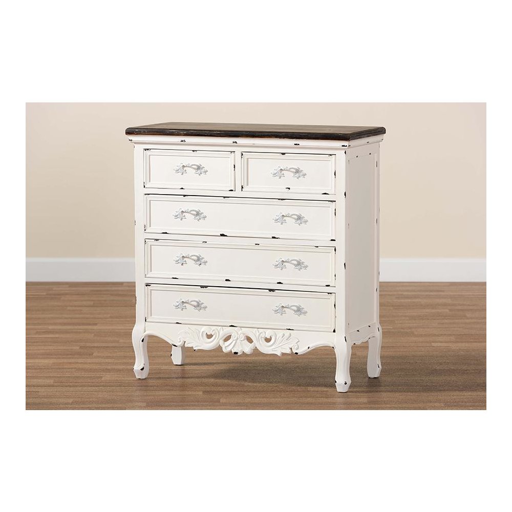 Antique White Finished Wood 5-Drawer Storage Cabinet. Picture 10