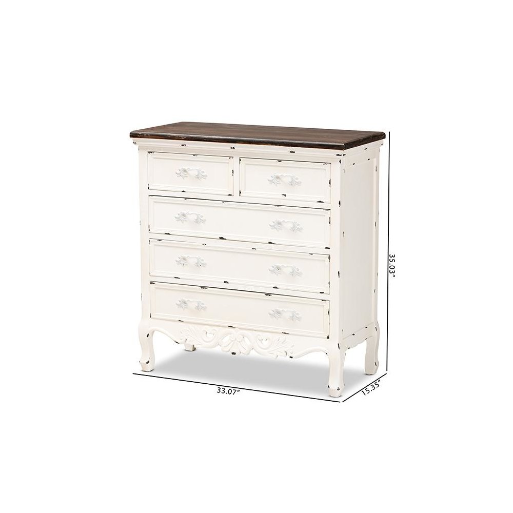 Antique White Finished Wood 5-Drawer Storage Cabinet. Picture 11