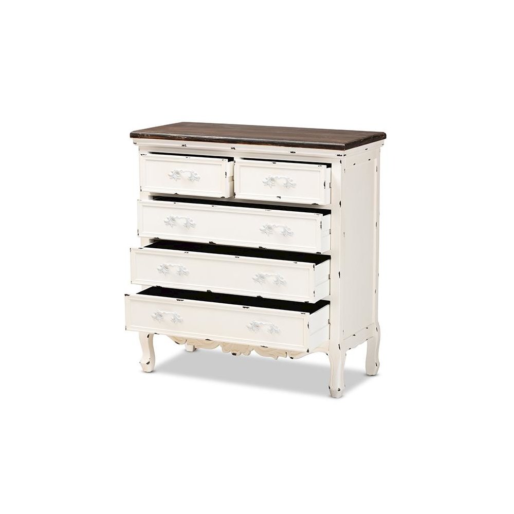 Antique White Finished Wood 5-Drawer Storage Cabinet. Picture 2