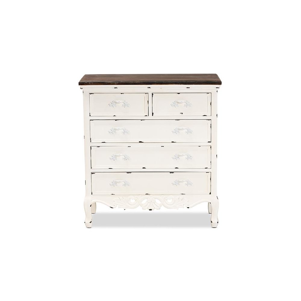 Antique White Finished Wood 5-Drawer Storage Cabinet. Picture 3