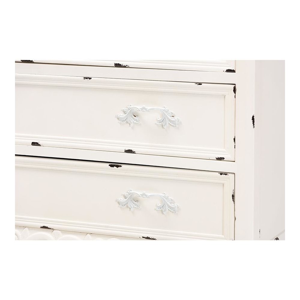 Antique White Finished Wood 5-Drawer Storage Cabinet. Picture 5