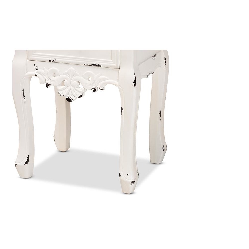 Baxton Studio Levron Classic and Traditional Two-Tone Walnut Brown and Antique White Finished Wood 2-Drawer Nightstand. Picture 6