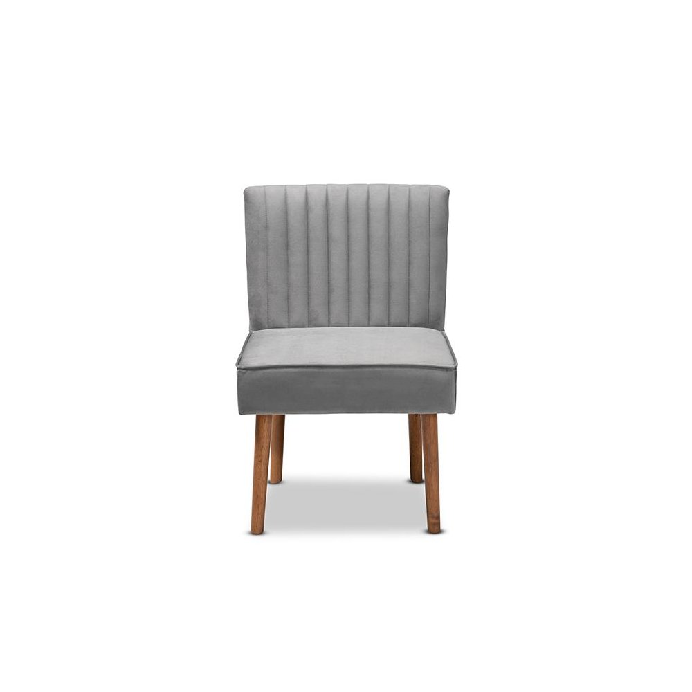 Grey Velvet Upholstered and Walnut Brown Finished Wood 5-Piece Dining Nook Set. Picture 5
