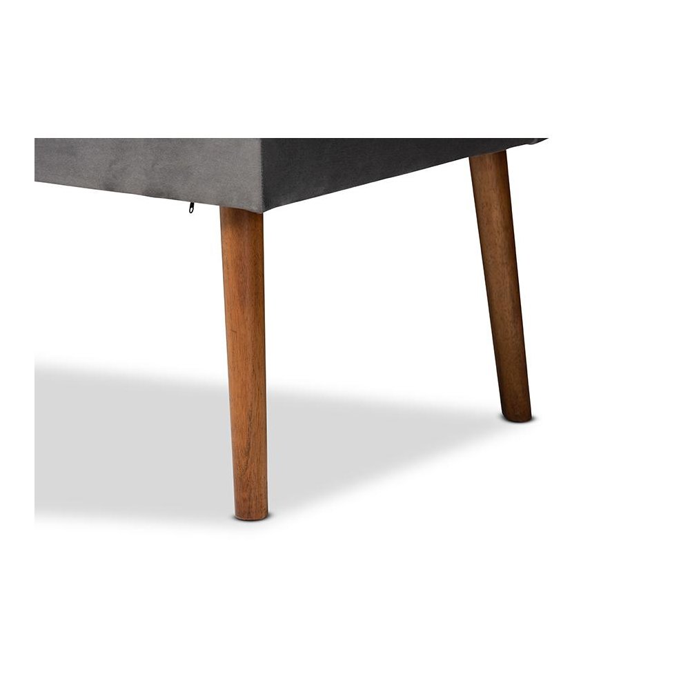 Grey Velvet Upholstered and Walnut Brown Finished Wood 5-Piece Dining Nook Set. Picture 9