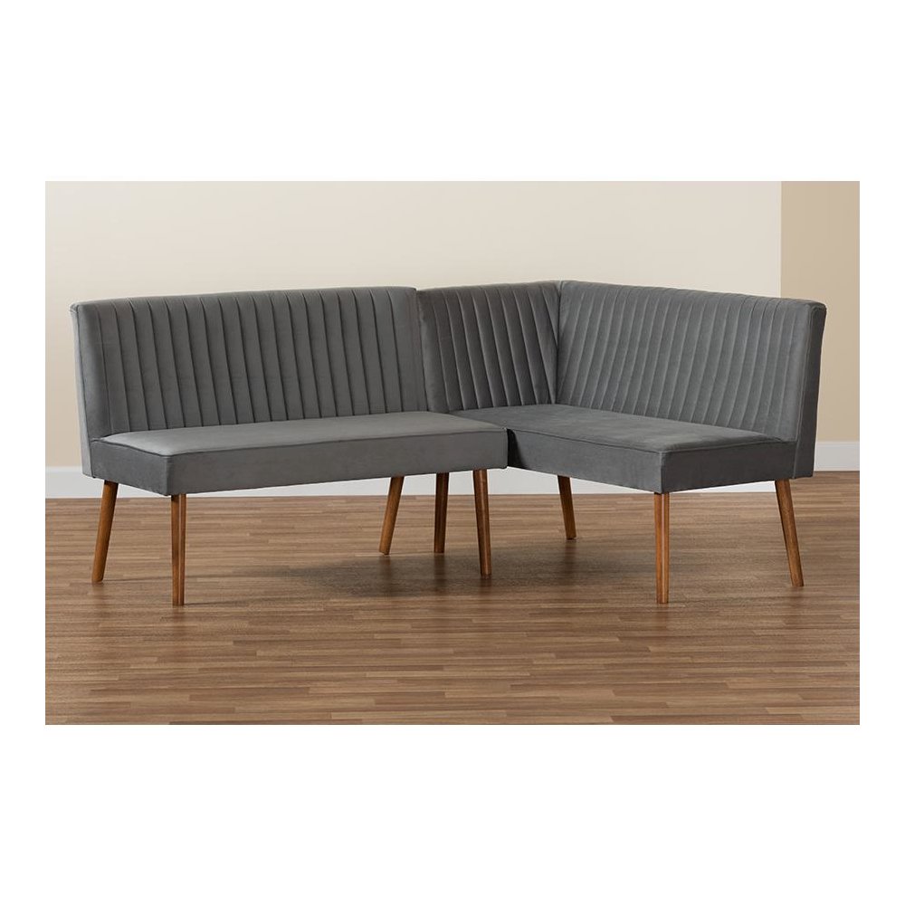 Walnut Brown Finished Wood 2-Piece Dining Nook Banquette Set. Picture 8