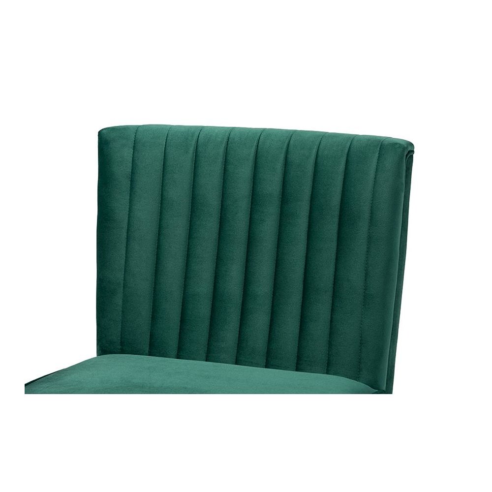 Emerald Green Velvet Upholstered and Walnut Brown Finished Wood Dining Chair. Picture 5
