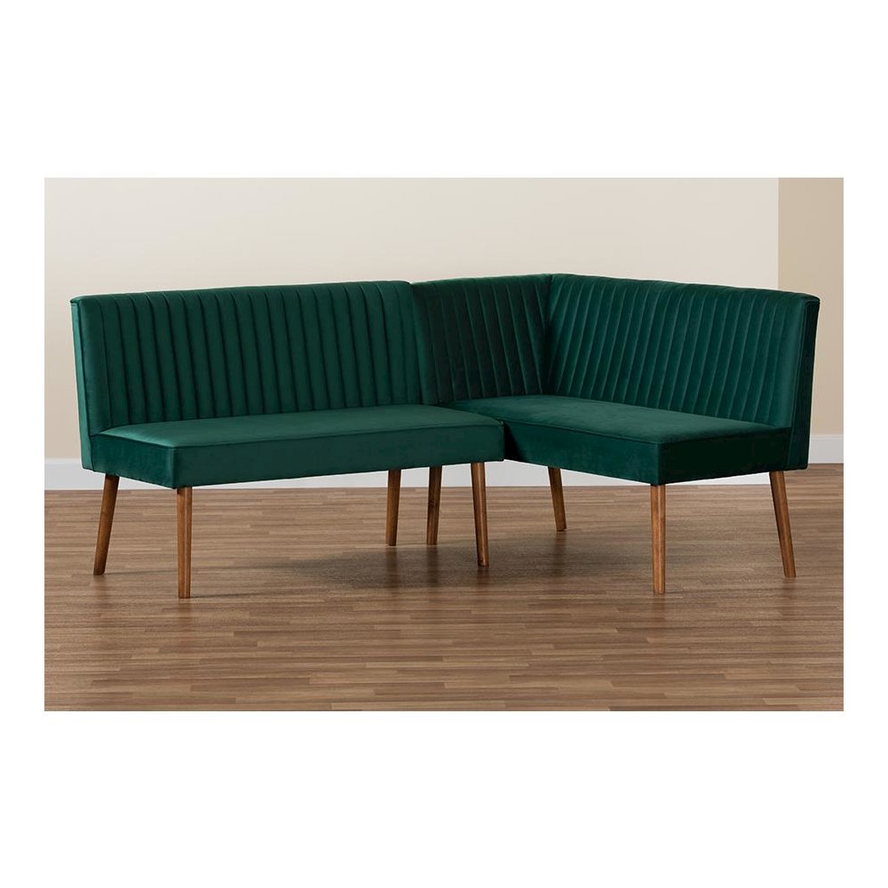 Walnut Brown Finished Wood 2-Piece Dining Nook Banquette Set. Picture 8