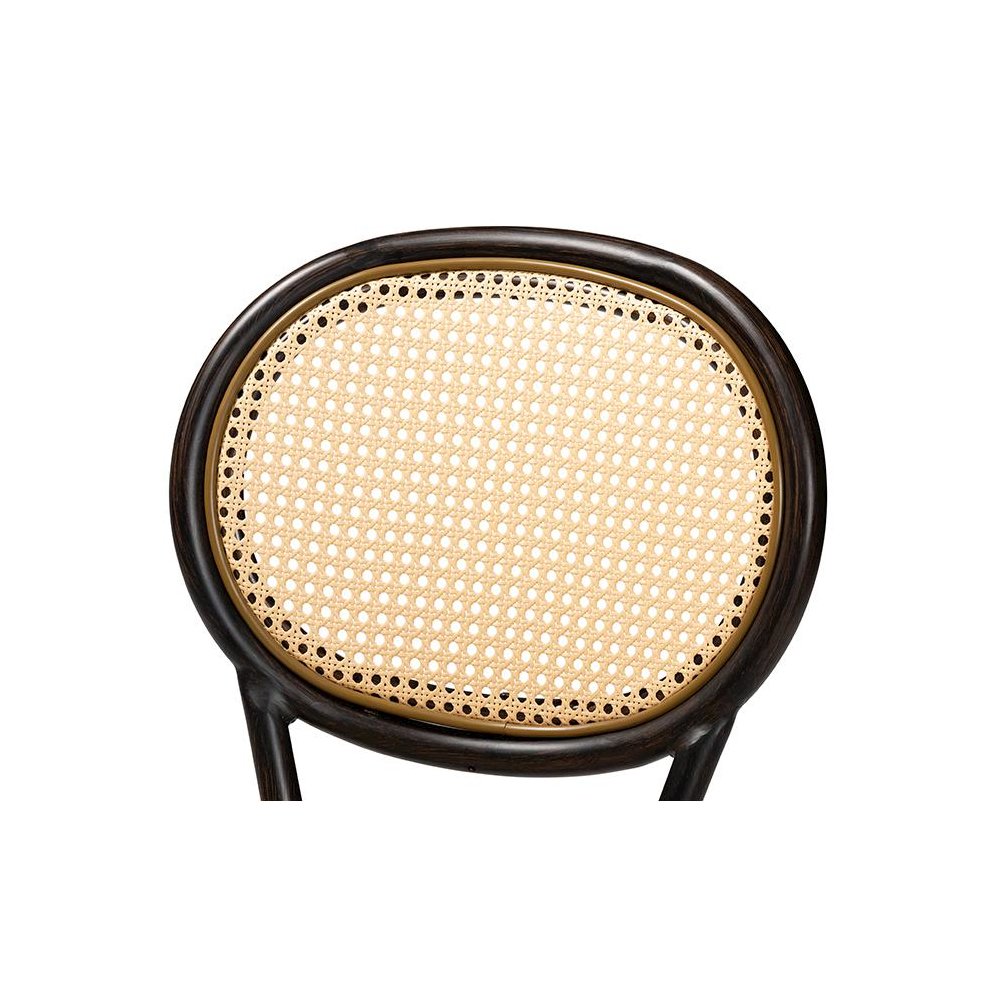 Dark Brown Finished Metal and Synthetic Rattan 2-Piece Outdoor Dining Chair Set. Picture 4