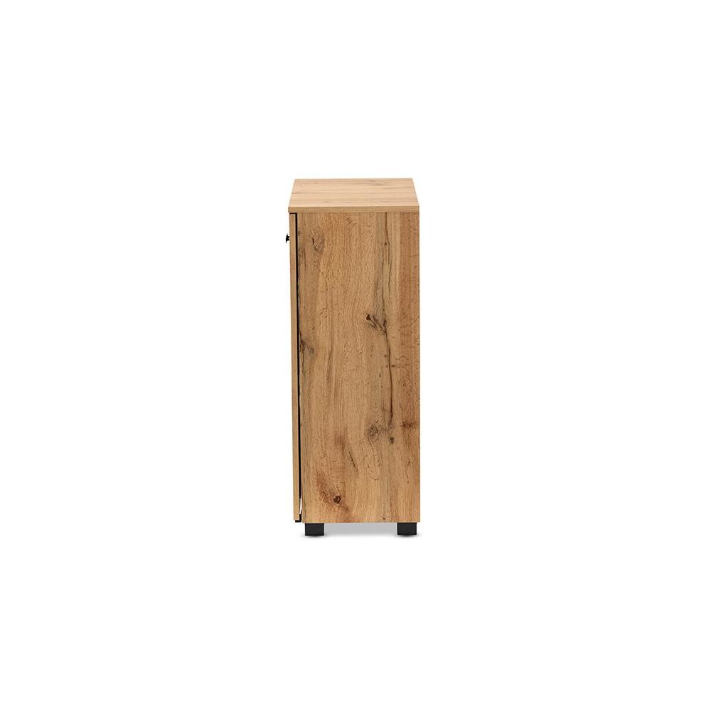 Oak Brown Finished Wood 2-Door Storage Cabinet with Glass Doors. Picture 4