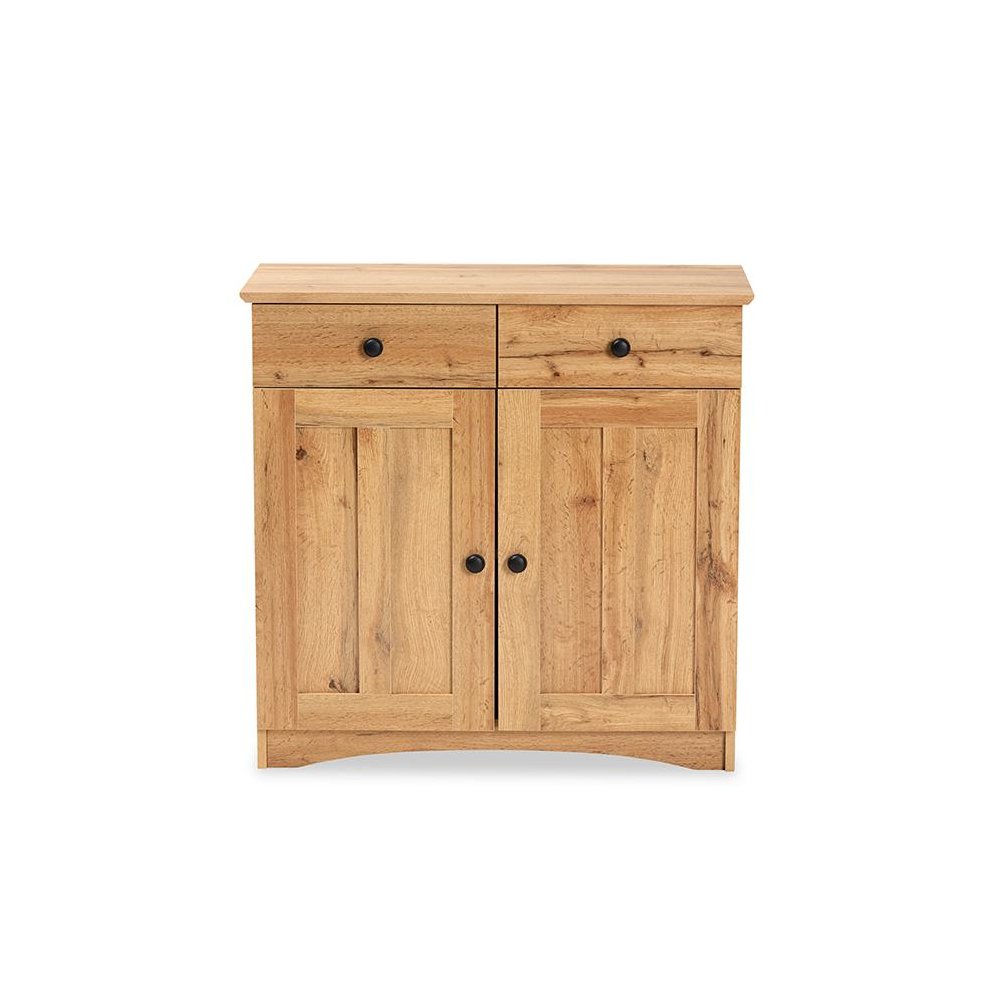 Oak Brown Finished Wood 2-Door Buffet Kitchen Cabinet. Picture 3