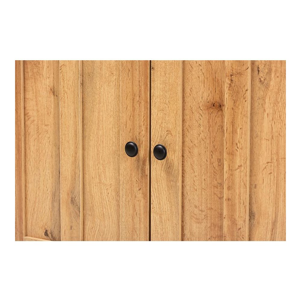 Oak Brown Finished Wood 2-Door Buffet Kitchen Cabinet. Picture 5