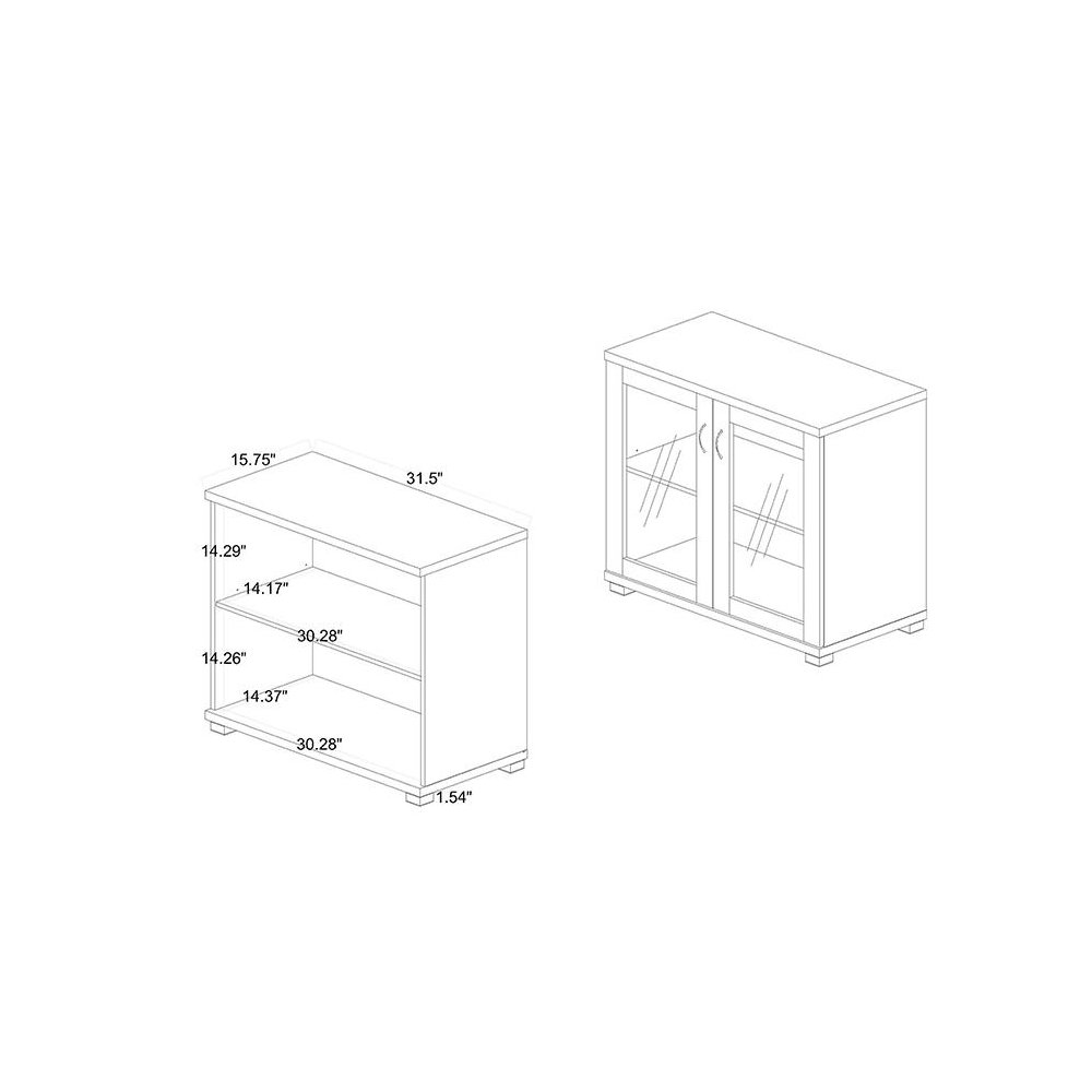 Oak Brown Finished Wood 2-Door Storage Cabinet with Glass Doors. Picture 10
