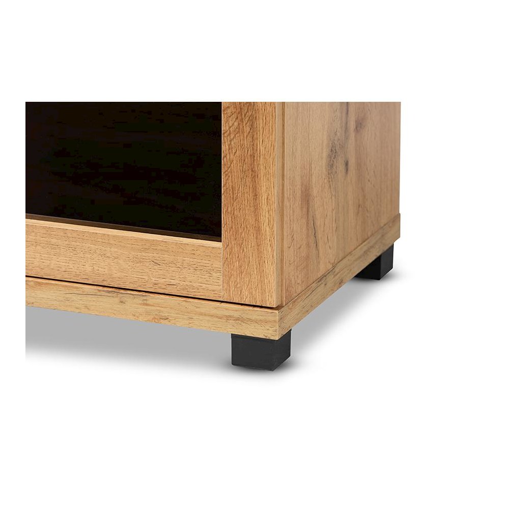 Oak Brown Finished Wood 2-Door Storage Cabinet with Glass Doors. Picture 6