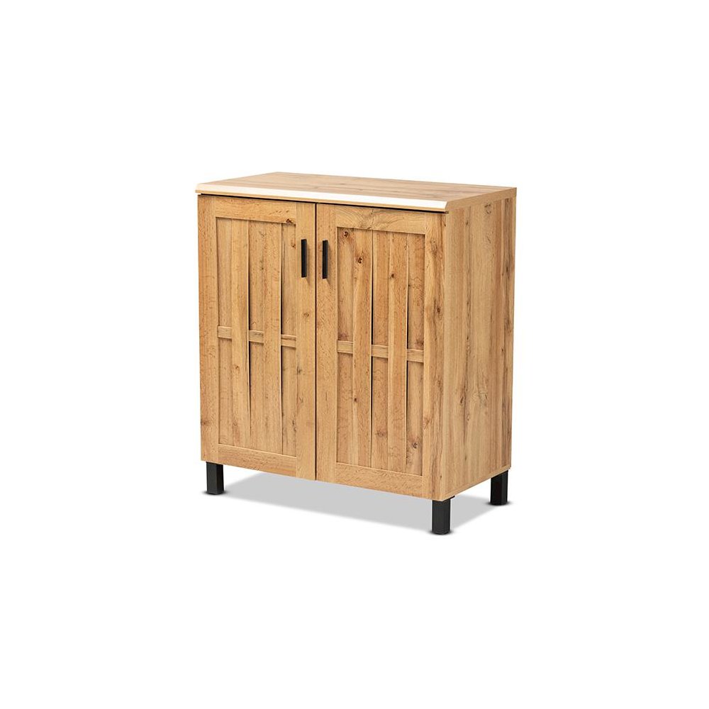 Excel Modern and Contemporary Oak Brown Finished Wood 2-Door Storage Cabinet. Picture 1