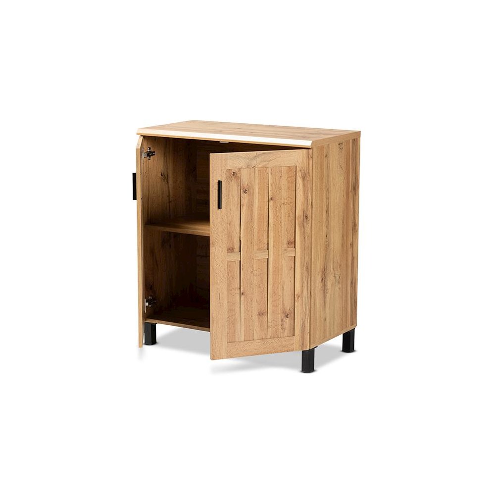Excel Modern and Contemporary Oak Brown Finished Wood 2-Door Storage Cabinet. Picture 2